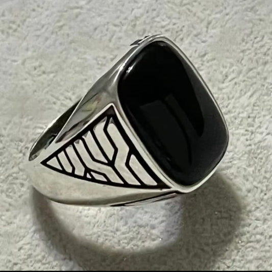 Hip hop nostalgic stone ring