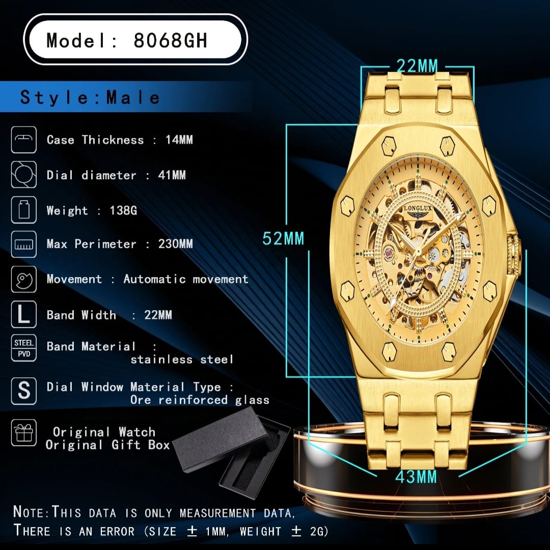 Longlux Skeleton Mechanical Watch